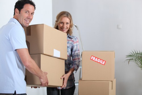 Moving van ready for flat removals near Kingston town centre